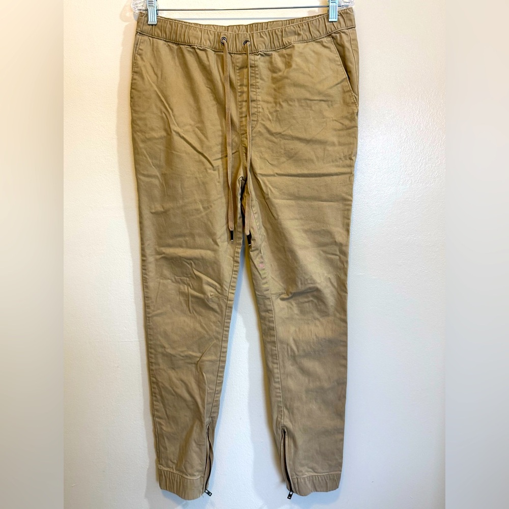 GUESS Jeans - Jogger Chino Zip Cuff Drawstring Pants - Men's Size Small - Khaki